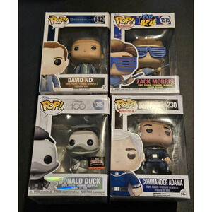 Funko Pop Lot 4 Zack Morris Donald Duck Disney 100 Commander Adama David Nix NIB
